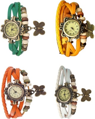 NS18 Vintage Butterfly Rakhi Combo of 4 Green, Orange, Yellow And White Analog Watch  - For Women   Watches  (NS18)