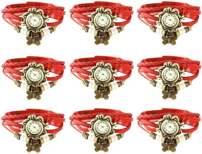 NS18 Vintage Butterfly Rakhi Combo of 9 Red Analog Watch  - For Women   Watches  (NS18)