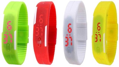 NS18 Silicone Led Magnet Band Combo of 4 Green, Red, White And Yellow Digital Watch  - For Boys & Girls   Watches  (NS18)