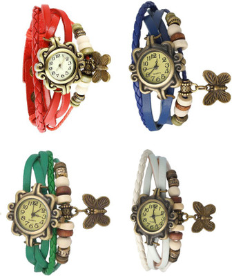 

Kissu Vintage Rakhi Combo of 4 Red, Green, Blue And White Watch - For Women