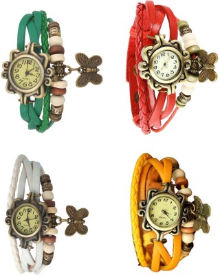 NS18 Vintage Butterfly Rakhi Combo of 4 Green, White, Red And Yellow Analog Watch  - For Women   Watches  (NS18)