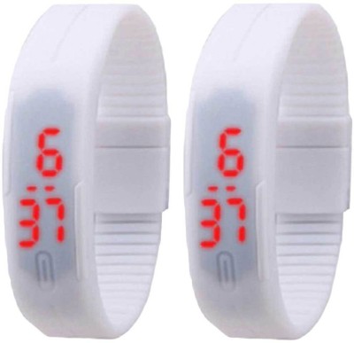 NS18 Silicone Led Magnet Band Set of 2 White Digital Watch  - For Boys & Girls   Watches  (NS18)