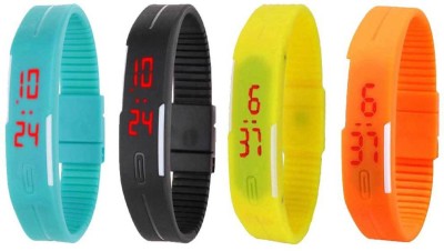 NS18 Silicone Led Magnet Band Combo of 4 Sky Blue, Black, Yellow And Orange Digital Watch  - For Boys & Girls   Watches  (NS18)