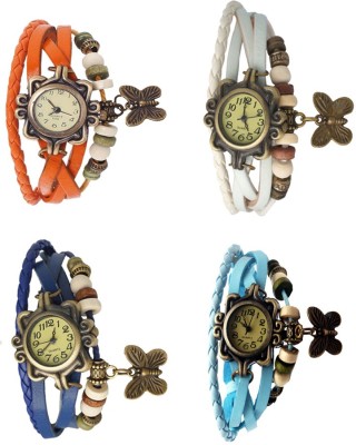 NS18 Vintage Butterfly Rakhi Combo of 4 Orange, Blue, White And Sky Blue Analog Watch  - For Women   Watches  (NS18)
