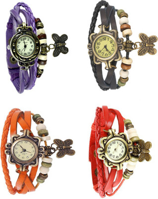 

Kissu Vintage Rakhi Combo of 4 Purple, Orange, Black And Red Watch - For Women