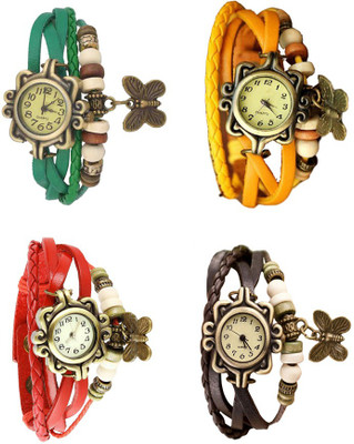 

NS18 Vintage Butterfly Rakhi Combo of 4 Green, Red, Yellow And Brown Watch - For Women