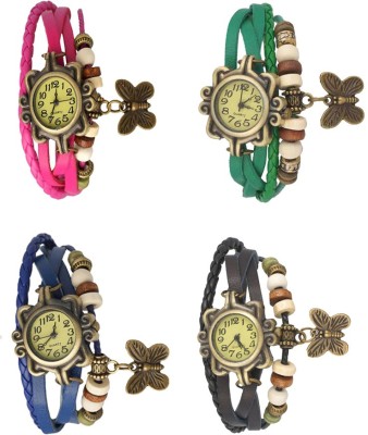 NS18 Vintage Butterfly Rakhi Combo of 4 Pink, Blue, Green And Black Analog Watch  - For Women   Watches  (NS18)