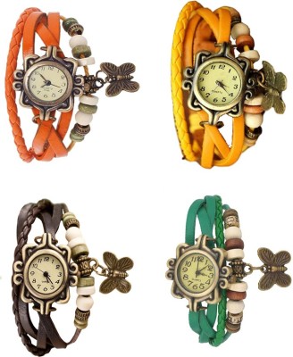 NS18 Vintage Butterfly Rakhi Combo of 4 Orange, Brown, Yellow And Green Analog Watch  - For Women   Watches  (NS18)