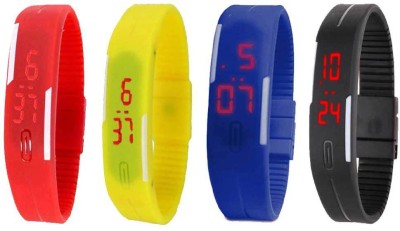 NS18 Silicone Led Magnet Band Combo of 4 Red, Yellow, Blue And Black Digital Watch  - For Boys & Girls   Watches  (NS18)