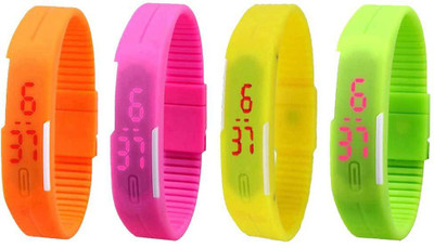 

Kissu Led Magnet Band Combo of 4 Orange, Pink, Yellow And Green Watch - For Men & Women
