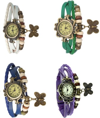 NS18 Vintage Butterfly Rakhi Combo of 4 White, Blue, Green And Purple Analog Watch  - For Women   Watches  (NS18)