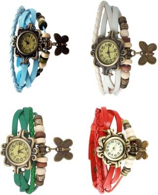NS18 Vintage Butterfly Rakhi Combo of 4 Sky Blue, Green, White And Red Analog Watch  - For Women   Watches  (NS18)