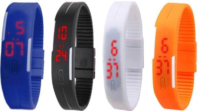 NS18 Silicone Led Magnet Band Combo of 4 Blue, Black, White And Orange Digital Watch  - For Boys & Girls   Watches  (NS18)