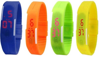 NS18 Silicone Led Magnet Band Combo of 4 Blue, Orange, Green And Yellow Digital Watch  - For Boys & Girls   Watches  (NS18)