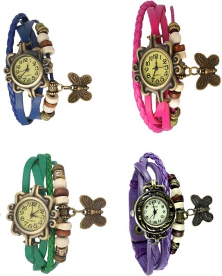 NS18 Vintage Butterfly Rakhi Combo of 4 Blue, Green, Pink And Purple Analog Watch  - For Women   Watches  (NS18)