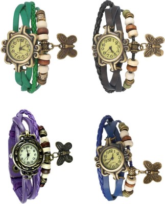 NS18 Vintage Butterfly Rakhi Combo of 4 Green, Purple, Black And Blue Analog Watch  - For Women   Watches  (NS18)
