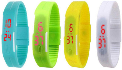 

Kissu Led Magnet Band Combo of 4 Sky Blue, Green, Yellow And White Watch - For Men & Women