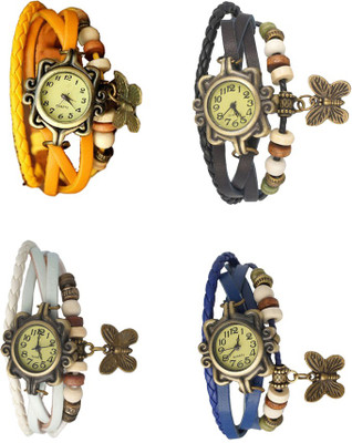 

NS18 Vintage Butterfly Rakhi Combo of 4 Yellow, White, Black And Blue Watch - For Women