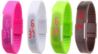 NS18 Silicone Led Magnet Band Combo of 4 Pink, White, Green And Brown Digital Watch  - For Boys & Girls   Watches  (NS18)