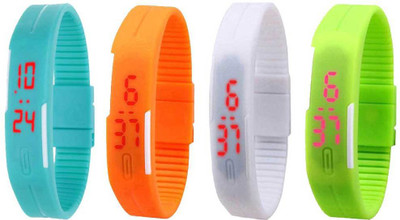 View NS18 Silicone Led Magnet Band Combo of 4 Sky Blue, Orange, White And Green Digital Watch  - For Boys & Girls Wrist Watches Price Online(NS18)