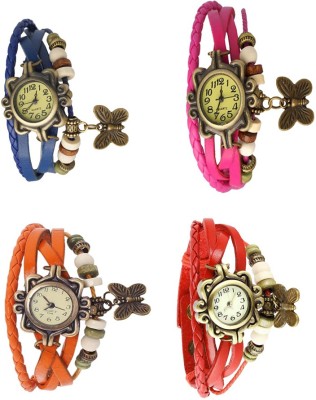 NS18 Vintage Butterfly Rakhi Combo of 4 Blue, Orange, Pink And Red Analog Watch  - For Women   Watches  (NS18)