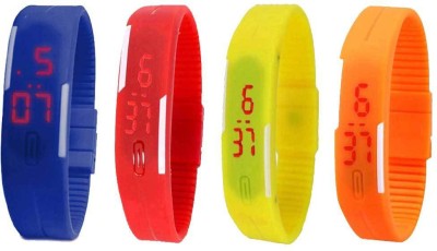 NS18 Silicone Led Magnet Band Combo of 4 Blue, Red, Yellow And Orange Digital Watch  - For Boys & Girls   Watches  (NS18)