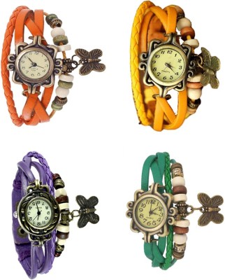 NS18 Vintage Butterfly Rakhi Combo of 4 Orange, Purple, Yellow And Green Analog Watch  - For Women   Watches  (NS18)