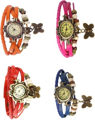 NS18 Vintage Butterfly Rakhi Combo of 4 Orange, Red, Pink And Blue Analog Watch  - For Women   Watches  (NS18)