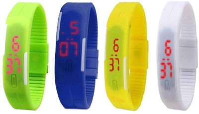 NS18 Silicone Led Magnet Band Combo of 4 Green, Blue, Yellow And White Digital Watch  - For Boys & Girls   Watches  (NS18)