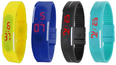 

Kissu Led Magnet Band Combo of 4 Yellow, Blue, Black And Sky Blue Watch - For Men & Women
