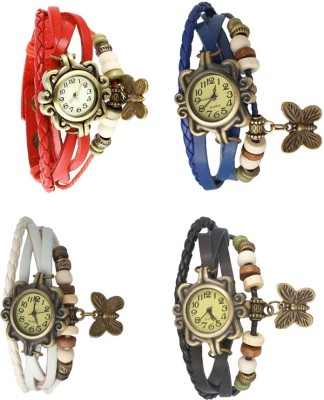 NS18 Vintage Butterfly Rakhi Combo of 4 Red, White, Blue And Black Analog Watch  - For Women   Watches  (NS18)