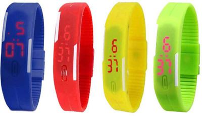 

Kissu Led Magnet Band Combo of 4 Blue, Red, Yellow And Green Watch - For Men & Women