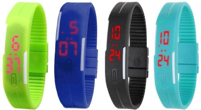 NS18 Silicone Led Magnet Band Watch Combo of 4 Green, Blue, Black And Sky Blue Digital Watch  - For Couple   Watches  (NS18)