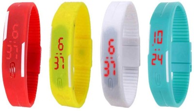 NS18 Silicone Led Magnet Band Watch Combo of 4 Red, Yellow, White And Sky Blue Watch  - For Couple   Watches  (NS18)