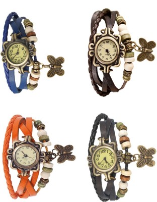 NS18 Vintage Butterfly Rakhi Combo of 4 Blue, Orange, Brown And Black Analog Watch  - For Women   Watches  (NS18)