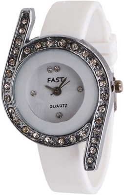 Pappi Boss Sober White Stone Studded Casual Leather Analog Watch  - For Girls   Watches  (Pappi Boss)