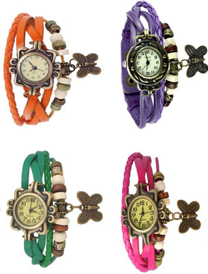 

NS18 Vintage Butterfly Rakhi Combo of 4 Orange, Green, Purple And Pink Watch - For Women