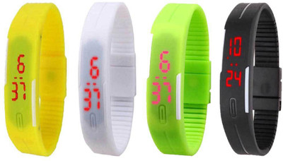 

Kissu Led Magnet Band Combo of 4 Yellow, White, Green And Black Watch - For Men & Women