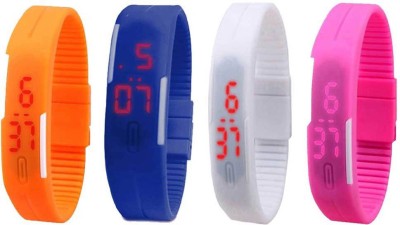 NS18 Silicone Led Magnet Band Watch Combo of 4 Orange, Blue, White And Pink Digital Watch  - For Couple   Watches  (NS18)