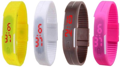NS18 Silicone Led Magnet Band Combo of 4 Yellow, White, Brown And Pink Digital Watch  - For Boys & Girls   Watches  (NS18)
