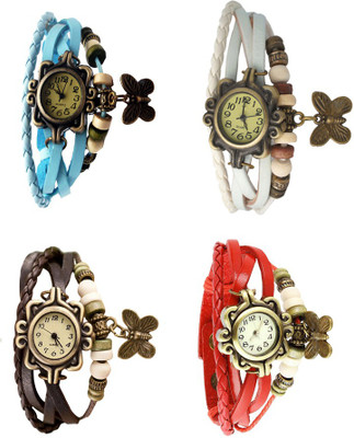 

NS18 Vintage Butterfly Rakhi Combo of 4 Sky Blue, Brown, White And Red Watch - For Women