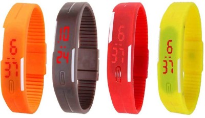 NS18 Silicone Led Magnet Band Combo of 4 Orange, Brown, Red And Yellow Digital Watch  - For Boys & Girls   Watches  (NS18)