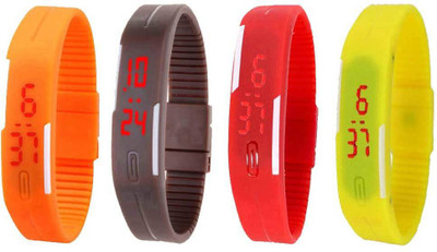 

Kissu Led Magnet Band Combo of 4 Orange, Brown, Red And Yellow Watch - For Men & Women