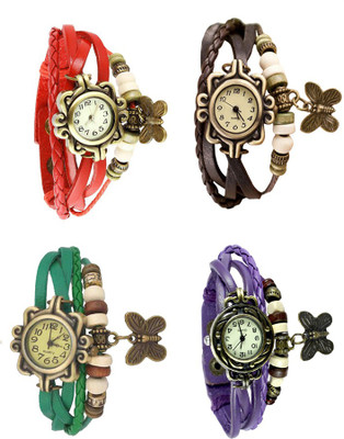 

Kissu Vintage Rakhi Combo of 4 Red, Green, Brown And Purple Watch - For Women