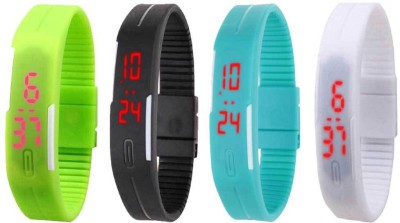 NS18 Silicone Led Magnet Band Combo of 4 Green, Black, Sky Blue And White Digital Watch  - For Boys & Girls   Watches  (NS18)