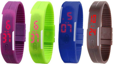 

Kissu Led Magnet Band Combo of 4 Purple, Green, Blue And Brown Watch - For Men & Women