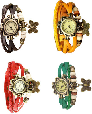 

Kissu Vintage Rakhi Combo of 4 Brown, Red, Yellow And Green Watch - For Women