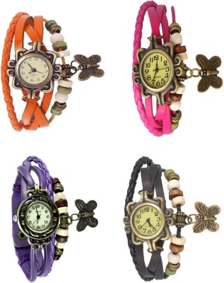 NS18 Vintage Butterfly Rakhi Combo of 4 Orange, Purple, Pink And Black Analog Watch  - For Women   Watches  (NS18)