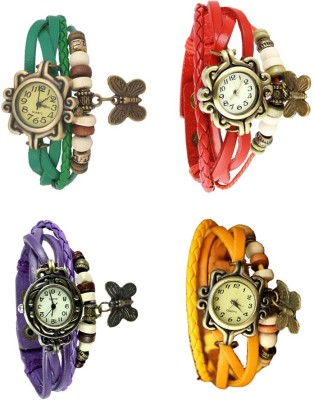 NS18 Vintage Butterfly Rakhi Combo of 4 Green, Purple, Red And Yellow Analog Watch  - For Women   Watches  (NS18)