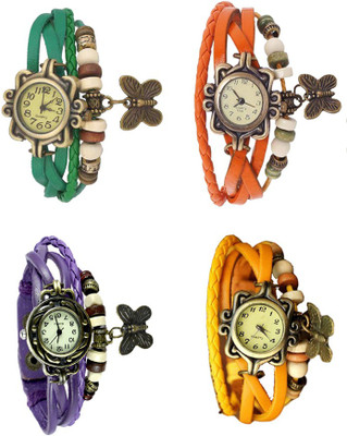 

NS18 Vintage Butterfly Rakhi Combo of 4 Green, Purple, Orange And Yellow Watch - For Women